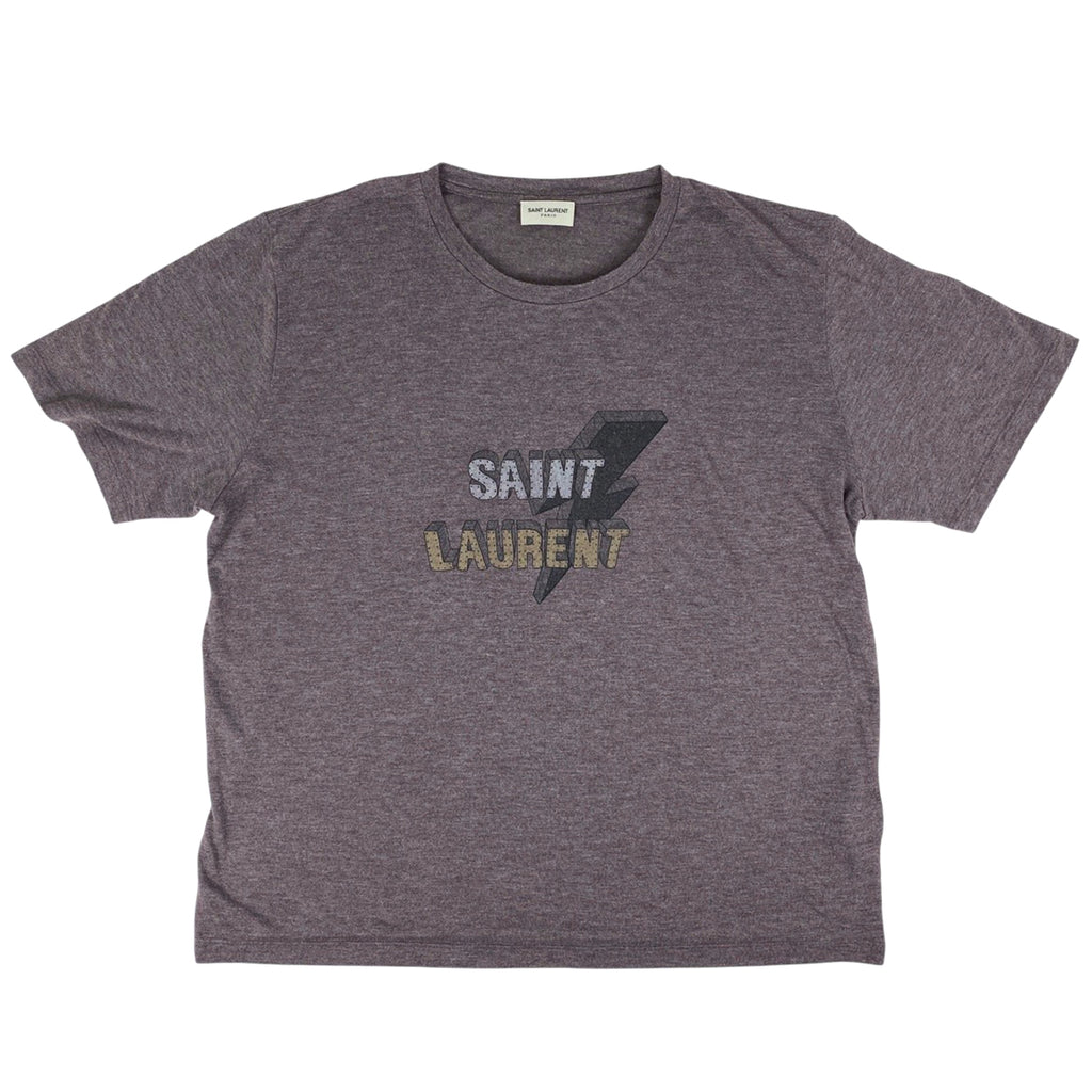 サンローランパリ ロゴ プリント Tシャツ サンダーボルト トップス 半袖Ｔシャツ レーヨン ポリエステル パープル メンズ 【中古】brapp