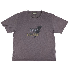 サンローランパリ ロゴ プリント Tシャツ サンダーボルト トップス 半袖Ｔシャツ レーヨン ポリエステル パープル メンズ 【中古】brapp