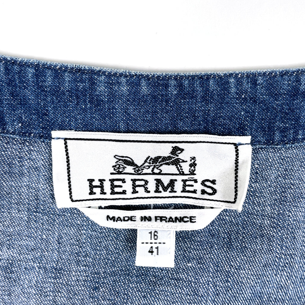 エルメス ポケット デニム シャツ 半袖 トップス デニムシャツ 綿 ブルー メンズ 【中古】brapp
