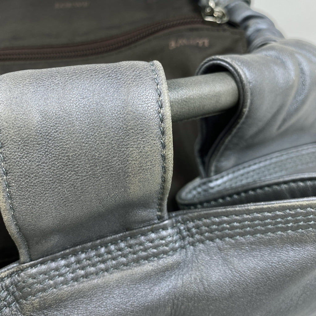 ロエベ ナッパアイレ アナグラム ハンドバッグ レザー シルバー レディース 【中古】brbag