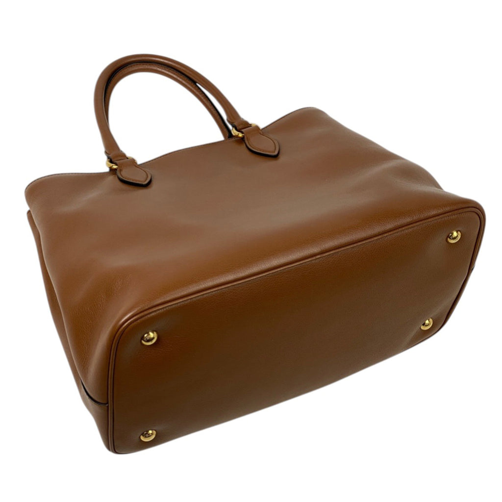 プラダ ロゴプレート ハンドバッグ 2WAY ショルダーバッグ ハンドバッグ レザー ブラウン 1BA579 レディース 【中古】brbag