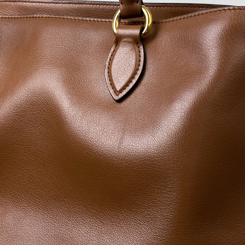 プラダ ロゴプレート ハンドバッグ 2WAY ショルダーバッグ ハンドバッグ レザー ブラウン 1BA579 レディース 【中古】brbag