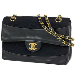 シャネル ココマーク チェーン ショルダーバッグ マトラッセ Wチェーン ショルダーバッグ ファブリック ブラック レディース 【中古】brbag