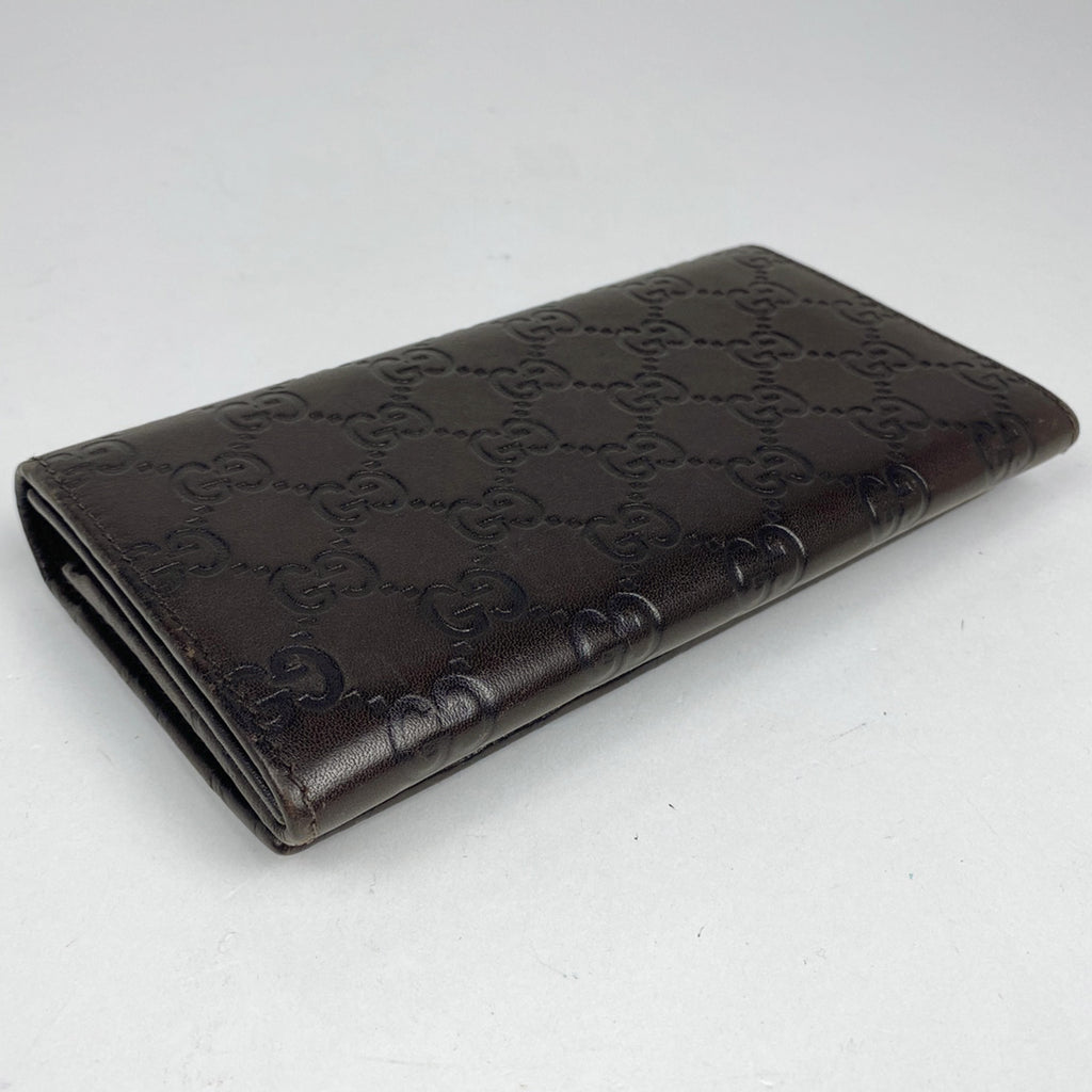 グッチ グッチシマ 長財布 GG柄 長財布 シマレザー ダークブラウン 244946 レディース 【中古】brbag
