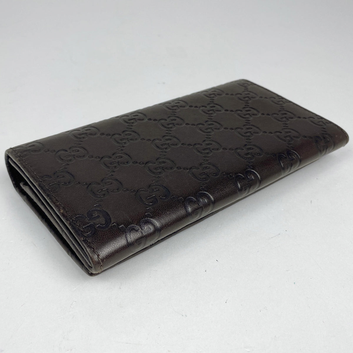 美品✨️グッチ 長財布 折り財布 シマ ダークブラウン GG柄 シマレザー バイセル公式】グッチ グッチシマ 長財布 GG柄 長財布