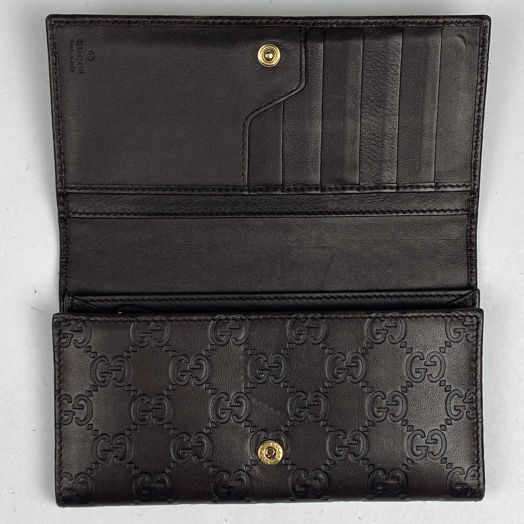 グッチ グッチシマ 長財布 GG柄 長財布 シマレザー ダークブラウン 244946 レディース 【中古】brbag