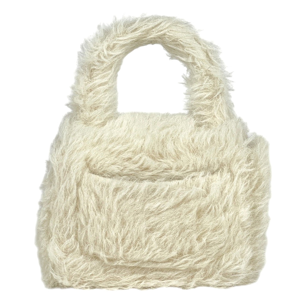 シャネル ココマーク ハンドバッグ ミニ ファー ハンドバッグ ファブリック ホワイト レディース 【中古】brbag