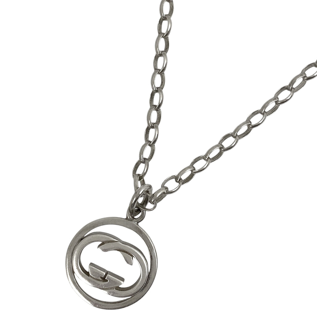 グッチ GGロゴ ラウンド ネックレス ダブルG ペンダント ネックレス シルバー925 シルバー レディース 【中古】bracc