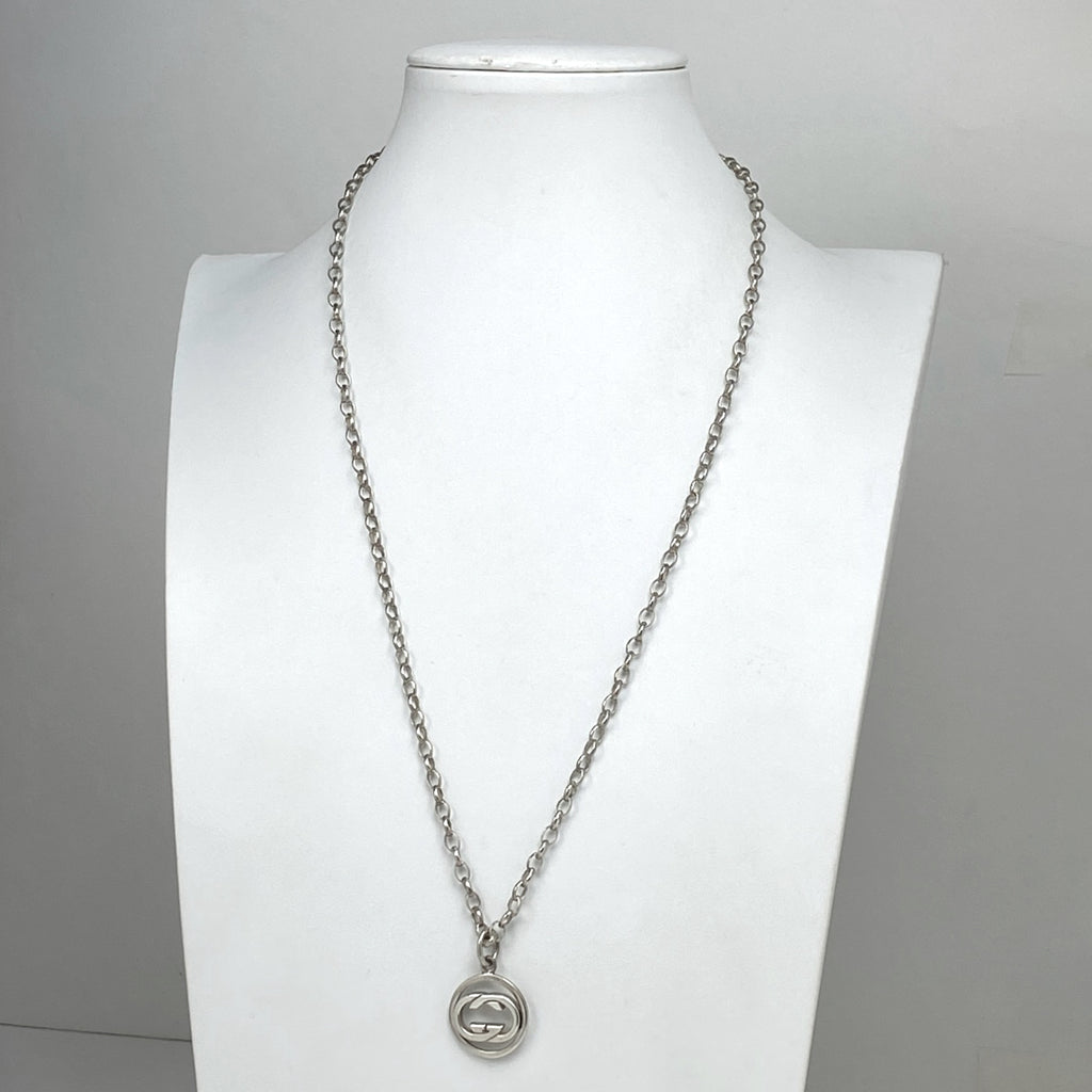 グッチ GGロゴ ラウンド ネックレス ダブルG ペンダント ネックレス シルバー925 シルバー レディース 【中古】bracc