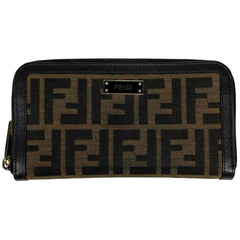 フェンディ ズッカ柄 長財布 ラウンドファスナー 長財布 キャンバス ブラウン 8M0024 レディース 【中古】brbag