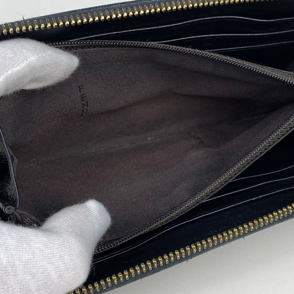 フェンディ ズッカ柄 長財布 ラウンドファスナー 長財布 キャンバス ブラウン 8M0024 レディース 【中古】brbag