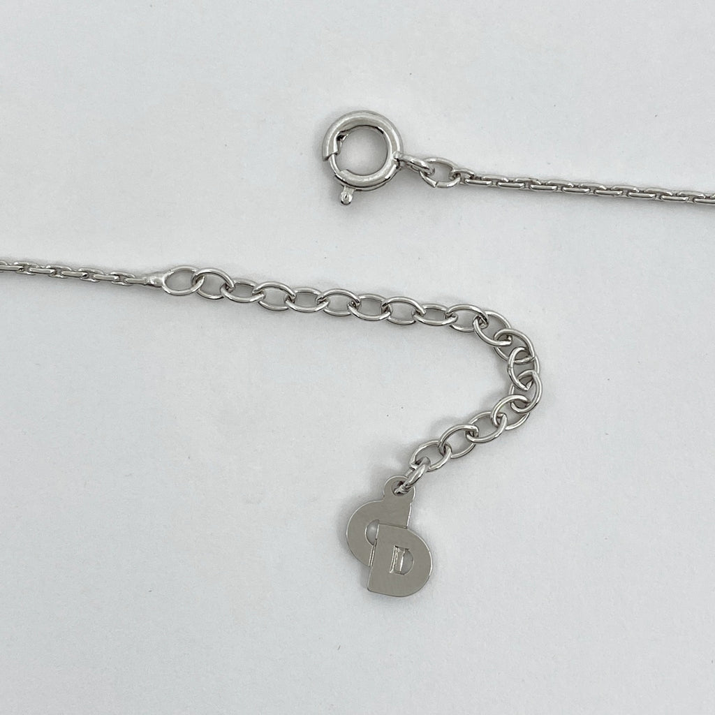 クリスチャンディオール カラーストーン ネックレス シルバーメッキ ラインストーン シルバー グリーン レディース 【中古】bracc