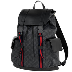 グッチ GG柄 バックパック デイバッグ シェリーライン ウェブ リュック GGスプリーム ブラック 495563 メンズ 【中古】brbag