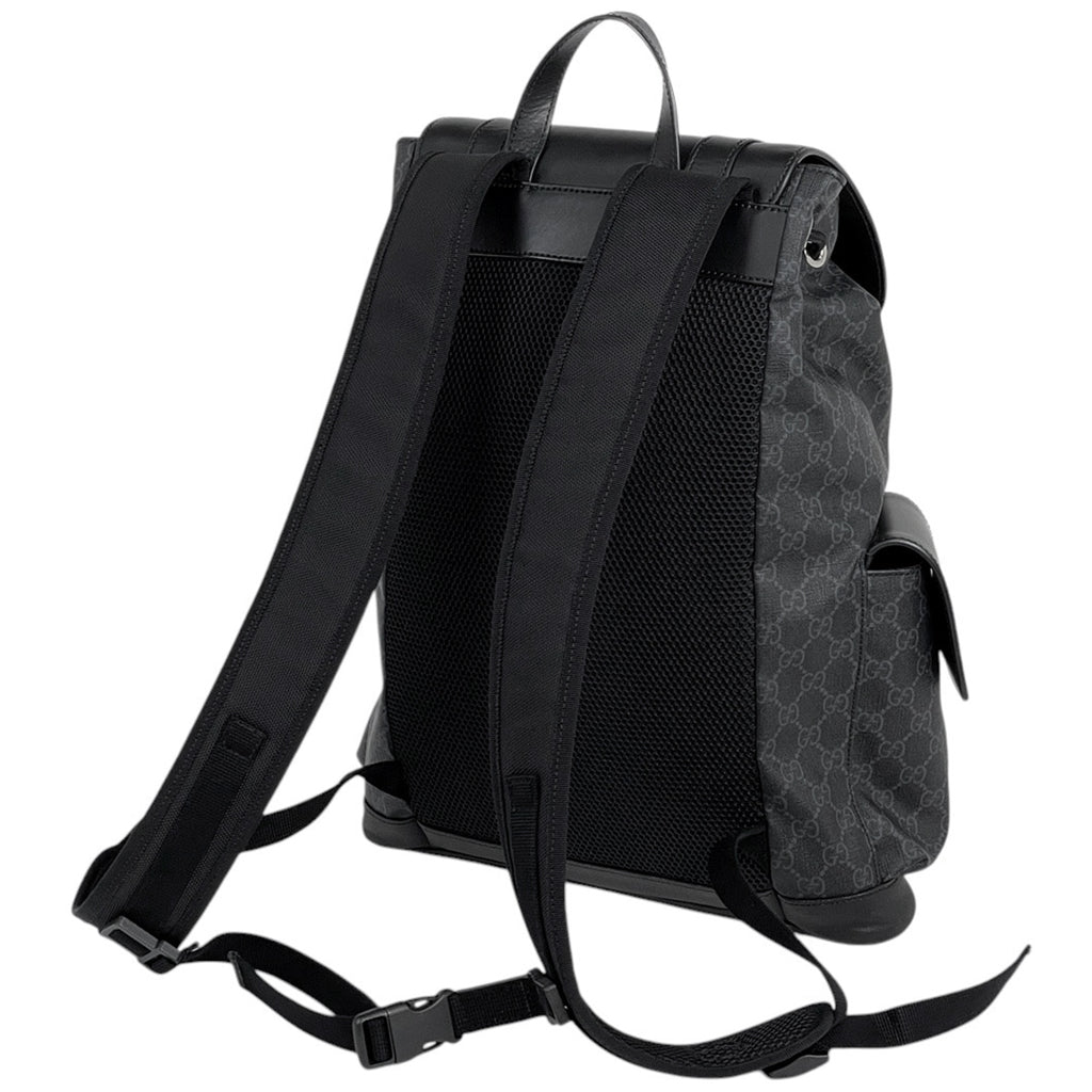 グッチ GG柄 バックパック デイバッグ シェリーライン ウェブ リュック GGスプリーム ブラック 495563 メンズ 【中古】brbag
