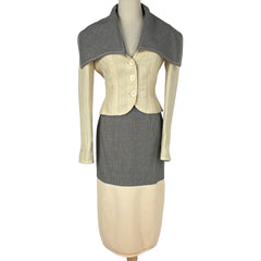 クリスチャンディオール セットアップ スーツ 千鳥 ニット切替え セットアップ スカートスーツ アイボリー レディース ブランドアパレル 【中古】brapp