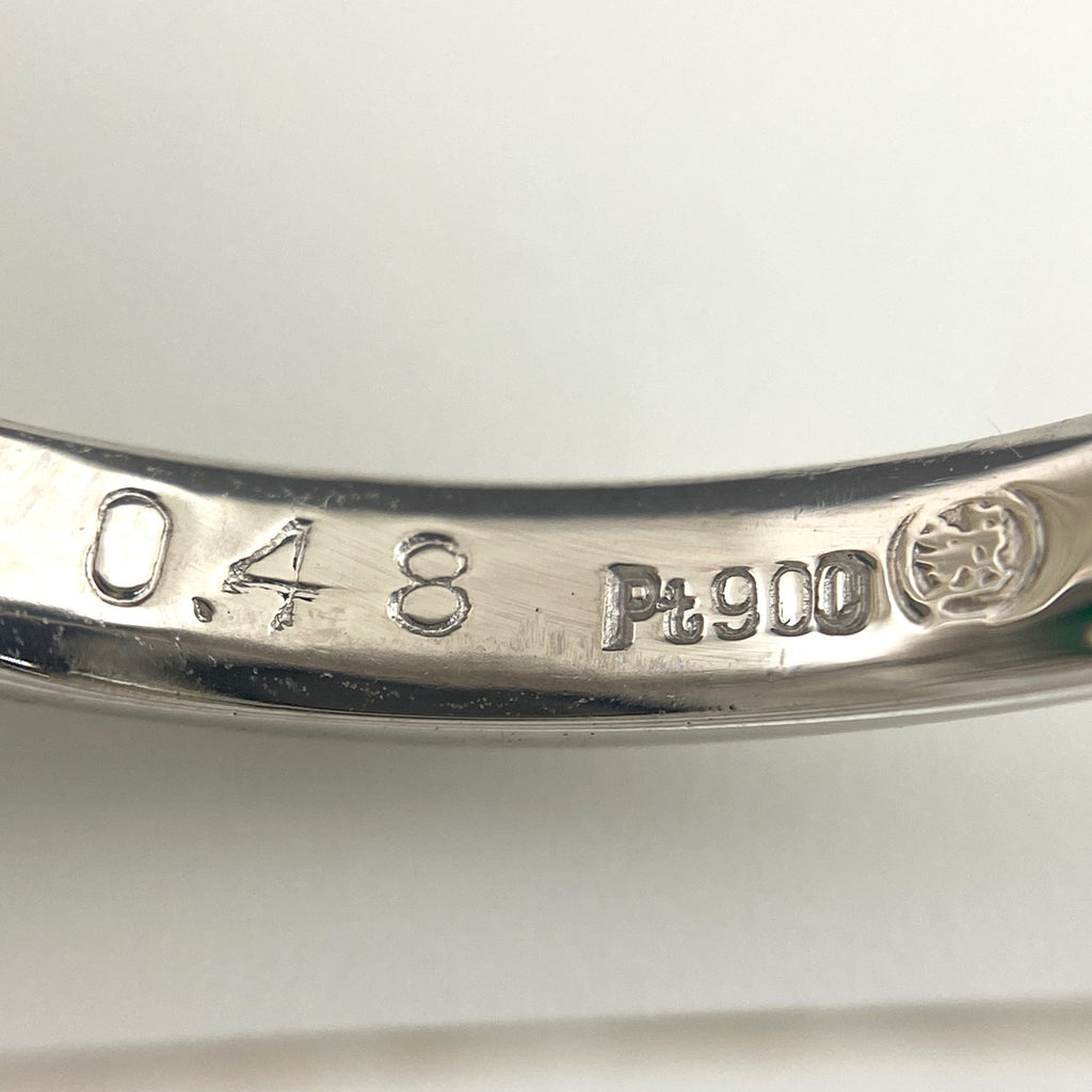 エメラルド デザインリング プラチナ 指輪 メレダイヤ リング 9.5号 Pt900 エメラルド ダイヤモンド レディース 【中古】nbjwl