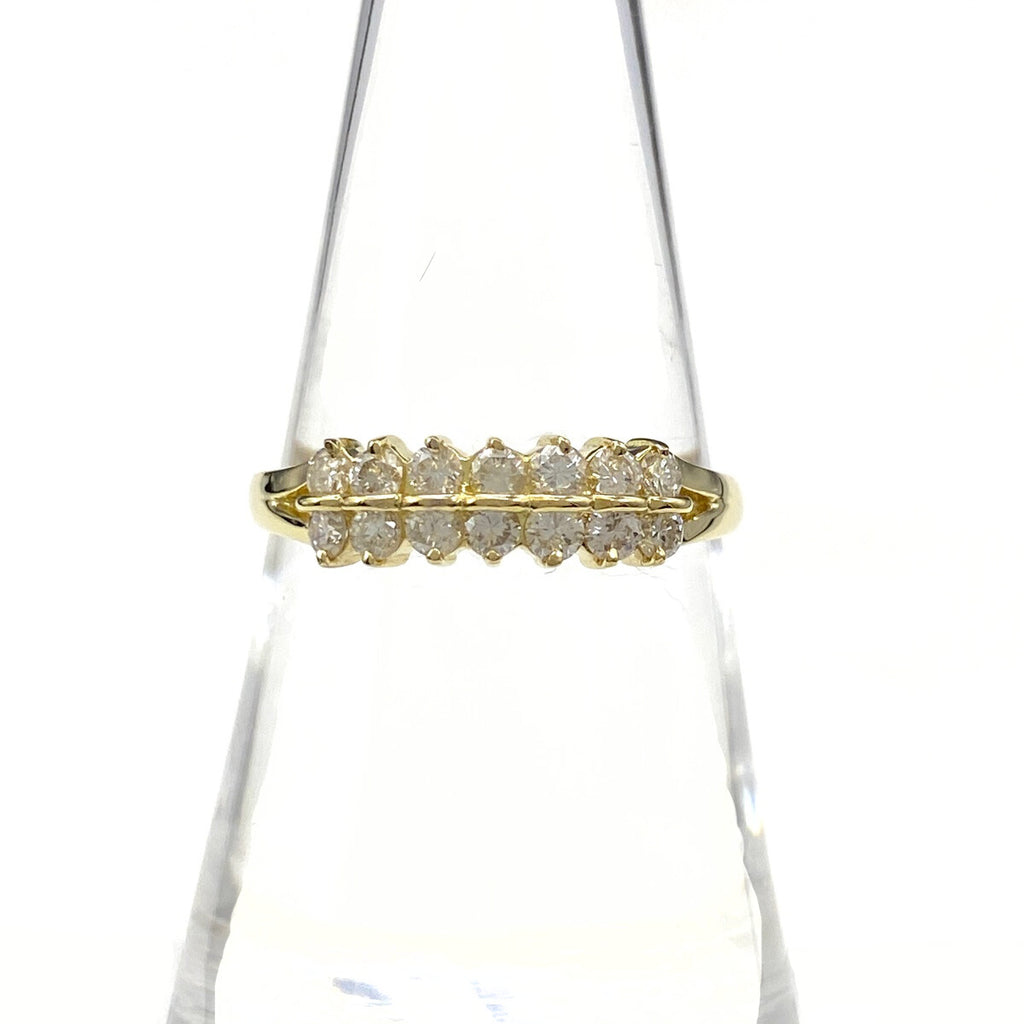 メレダイヤ デザインリング YG イエローゴールド 指輪 リング 14.5号 K18 ダイヤモンド レディース 【中古】nbjwl