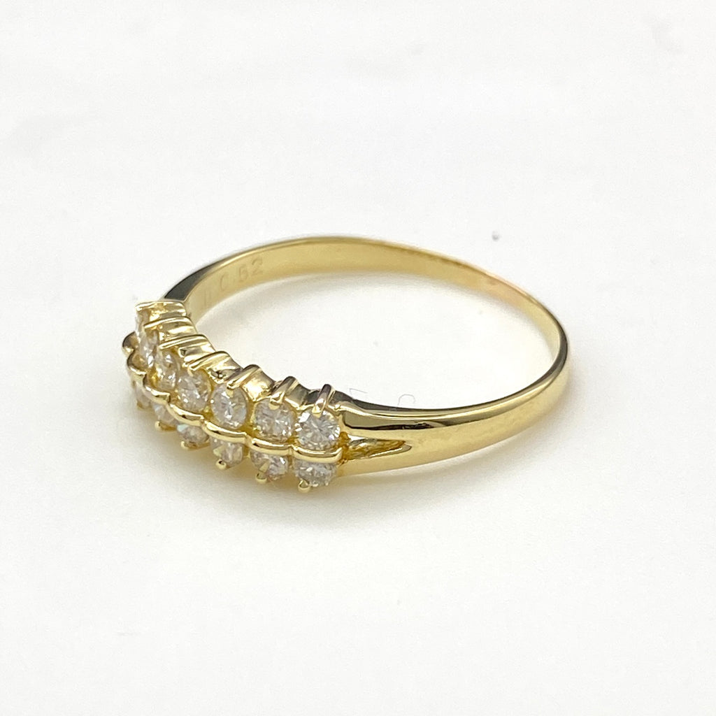 メレダイヤ デザインリング YG イエローゴールド 指輪 リング 14.5号 K18 ダイヤモンド レディース 【中古】nbjwl