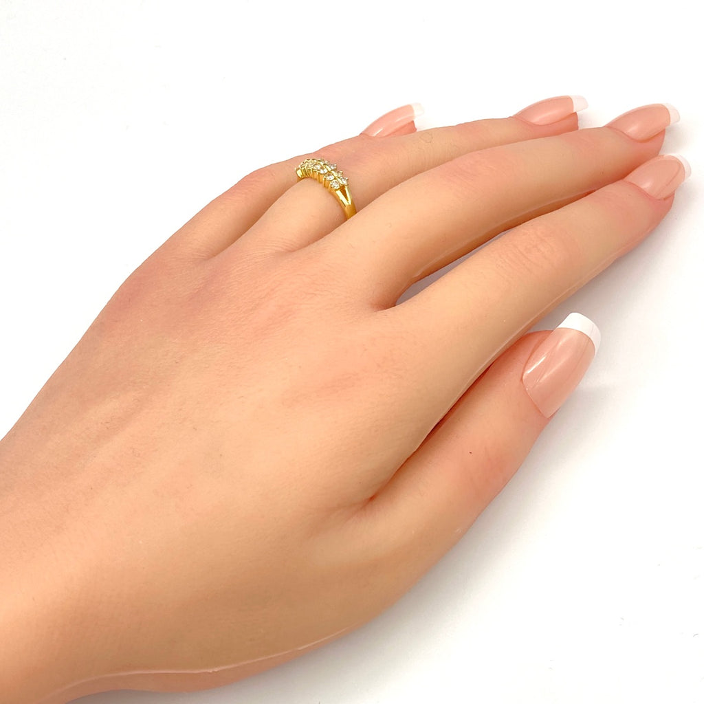 メレダイヤ デザインリング YG イエローゴールド 指輪 リング 14.5号 K18 ダイヤモンド レディース 【中古】nbjwl