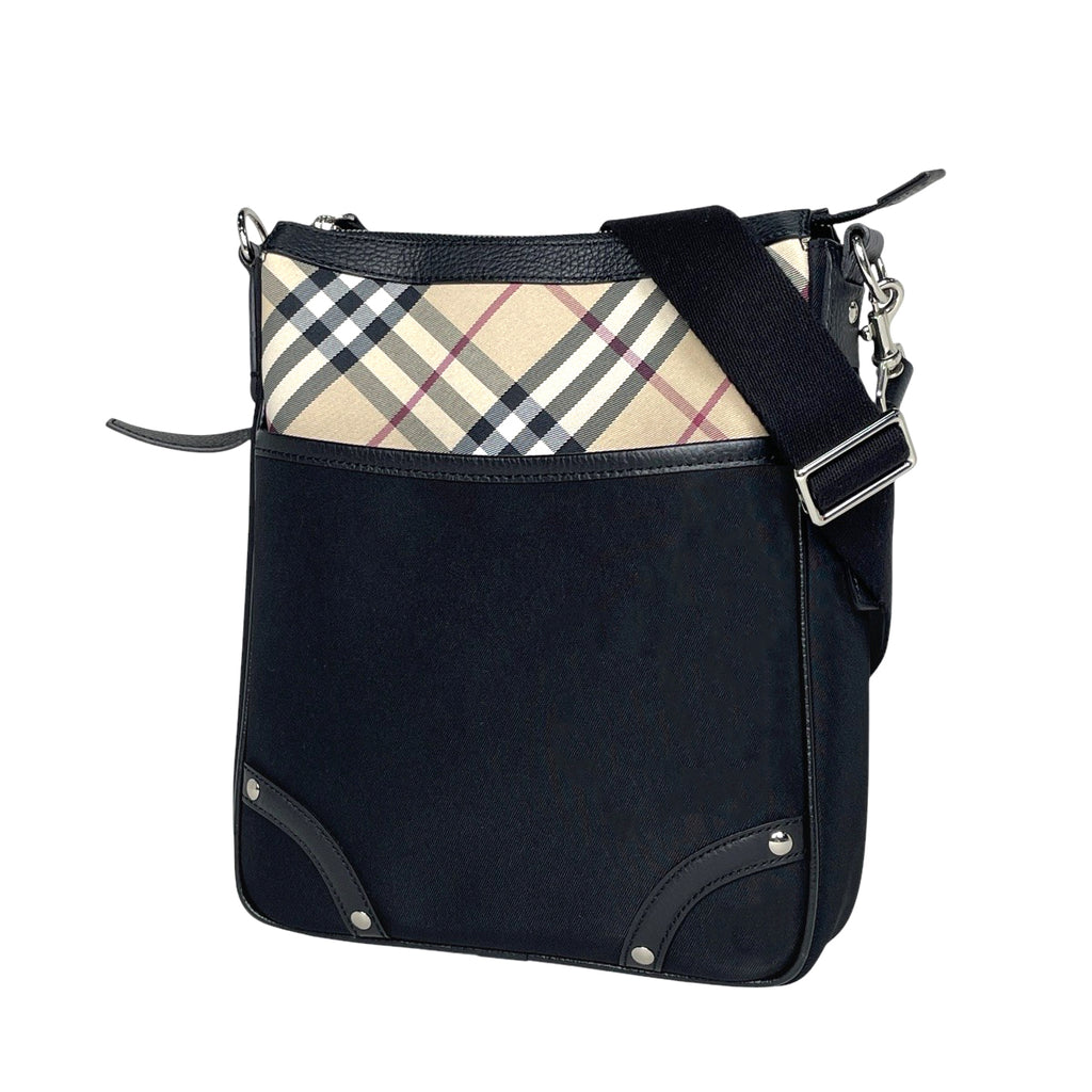 バーバリー チェック柄 ショルダーバッグ ナイロン ブラック ベージュ レッド レディース 【中古】brbag