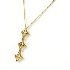 メレダイヤ デザインネックレス YG イエローゴールド ペンダント ネックレス K18 ダイヤモンド レディース 【中古】nbjwl