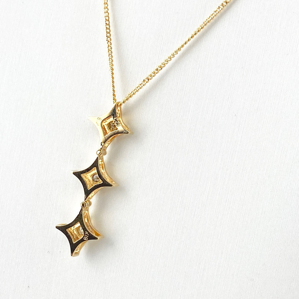 メレダイヤ デザインネックレス YG イエローゴールド ペンダント ネックレス K18 ダイヤモンド レディース 【中古】nbjwl