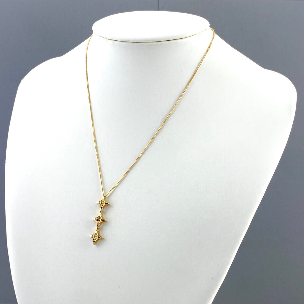 メレダイヤ デザインネックレス YG イエローゴールド ペンダント ネックレス K18 ダイヤモンド レディース 【中古】nbjwl