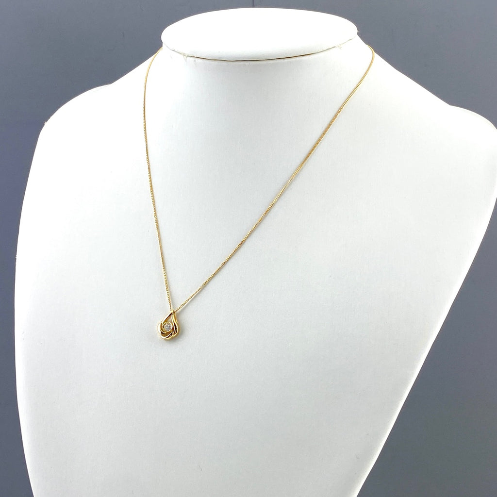 ダイヤモンド デザインネックレス YG イエローゴールド ペンダント ネックレス K18 ダイヤモンド レディース 【中古】nbjwl