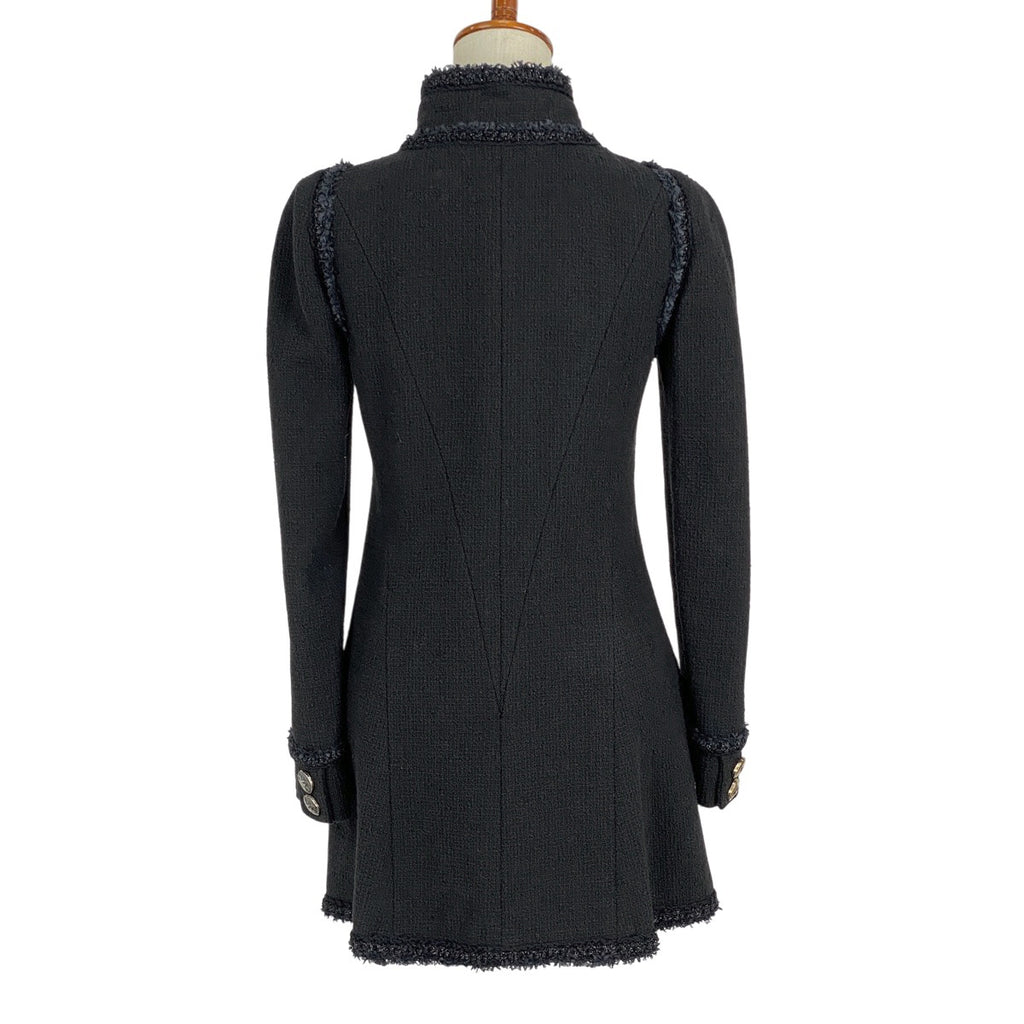 シャネル ココマークボタン ツイード コート ジャケット アウター その他コート コットン ブラック レディース 【中古】brapp