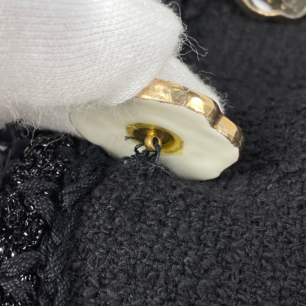 シャネル ココマークボタン ツイード コート ジャケット アウター その他コート コットン ブラック レディース 【中古】brapp