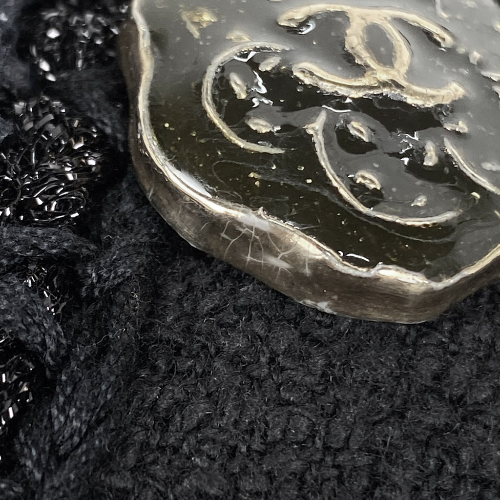 シャネル ココマークボタン ツイード コート ジャケット アウター その他コート コットン ブラック レディース 【中古】brapp