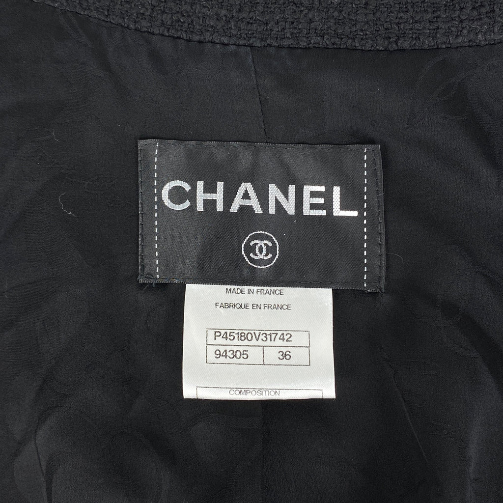 シャネル ココマークボタン ツイード コート ジャケット アウター その他コート コットン ブラック レディース 【中古】brapp