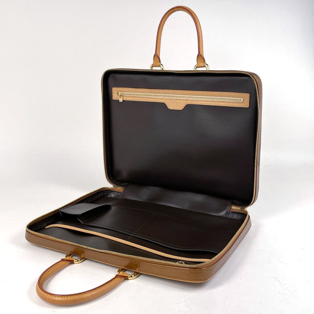 ルイ・ヴィトン ヴァンダム ブリーフケース ハンドバッグ エナメル ビジネスバッグ モノグラムヴェルニ ブロンズ M91125 メンズ 【中古】brbag