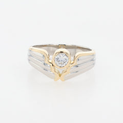 ダイヤモンド デザインリング プラチナ YG イエローゴールド 指輪 リング 10号 Pt900 K18 ダイヤモンド レディース 【中古】nbjwl