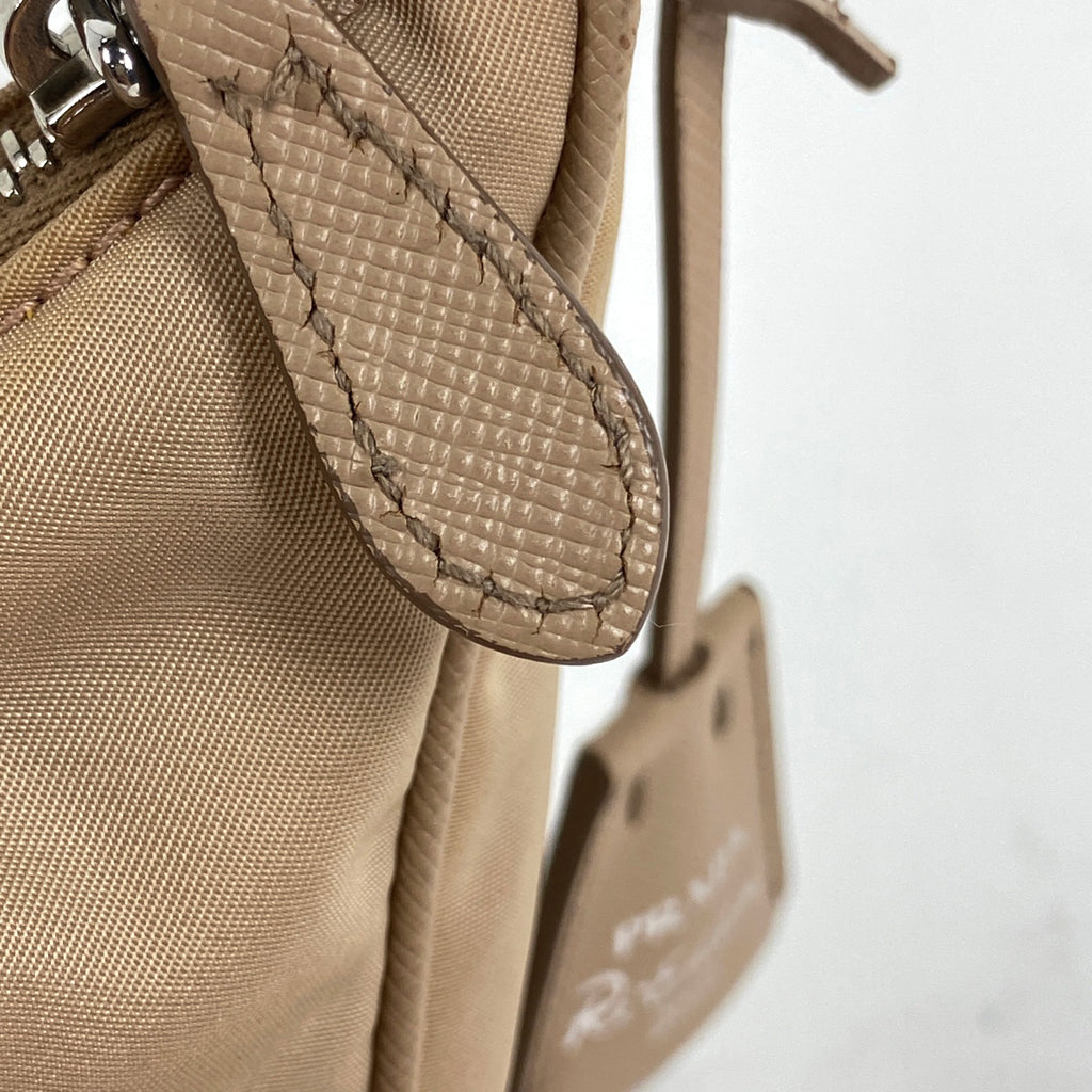 プラダ ロゴプレート ハンドバッグ 手提げ ハンドバッグ ナイロン ベージュ レディース 【中古】brbag