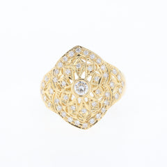 メレダイヤ デザインリング YG イエローゴールド 指輪 リング 15.5号 K18 ダイヤモンド レディース 【中古】nbjwl