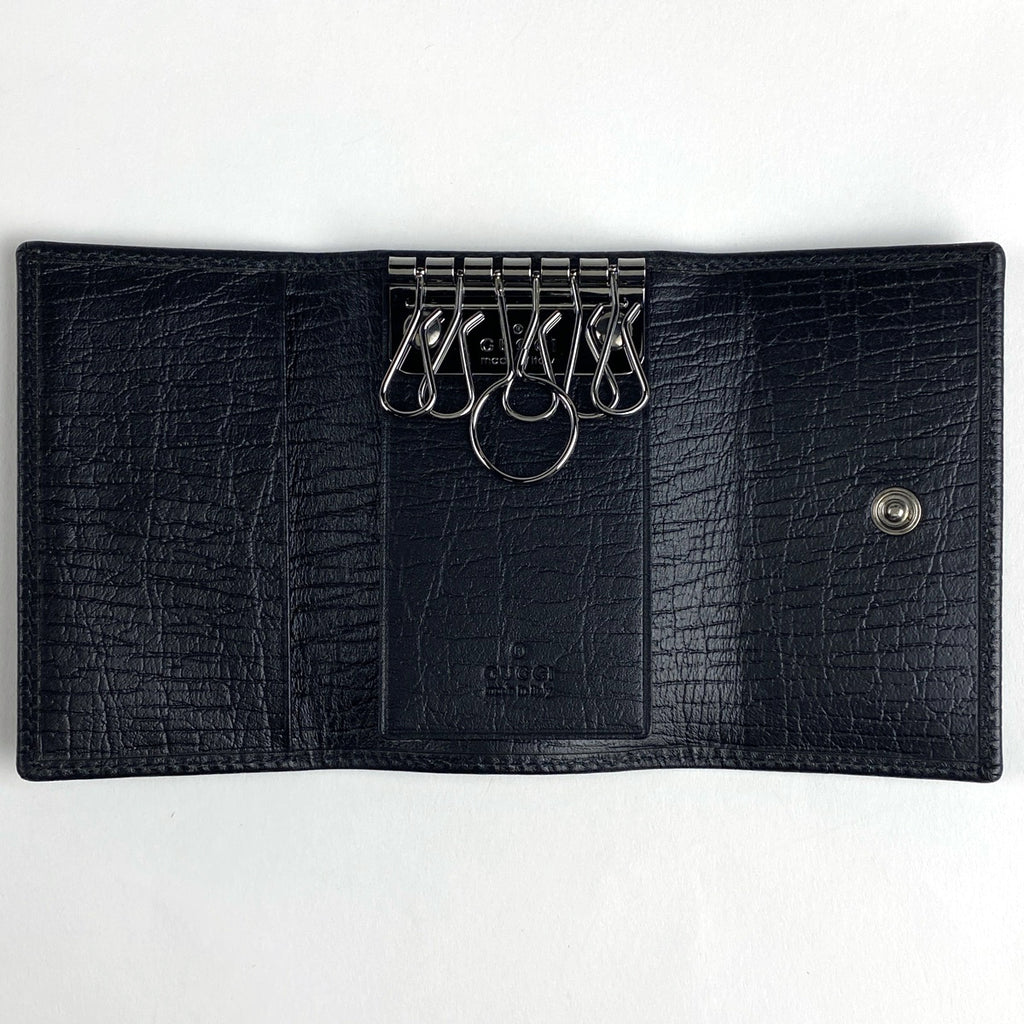 グッチ インターロッキングG 6連 キーケース キーリング キーケース レザー ブラック 115225 レディース 【中古】brbag