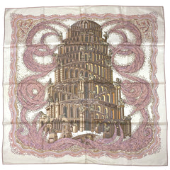 エルメス カレ90 LES RIVIERES DE BABEL バベルの川 スカーフ シルク ホワイト マルチカラー レディース 【中古】brbag