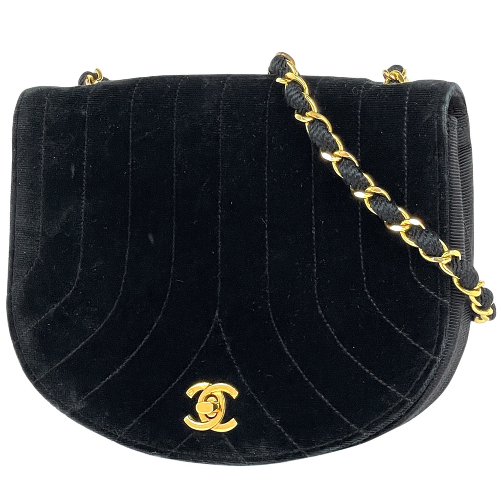 シャネル ココマーク チェーン ショルダーバッグ マドモアゼル 肩掛け ショルダーバッグ ベロア ブラック P3224 レディース 【中古】brbag
