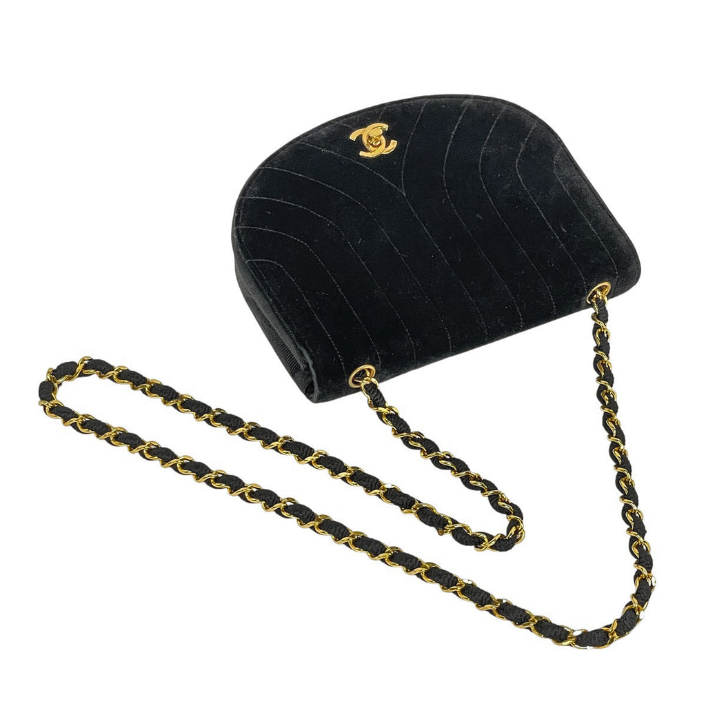 シャネル ココマーク チェーン ショルダーバッグ マドモアゼル 肩掛け ショルダーバッグ ベロア ブラック P3224 レディース 【中古】brbag