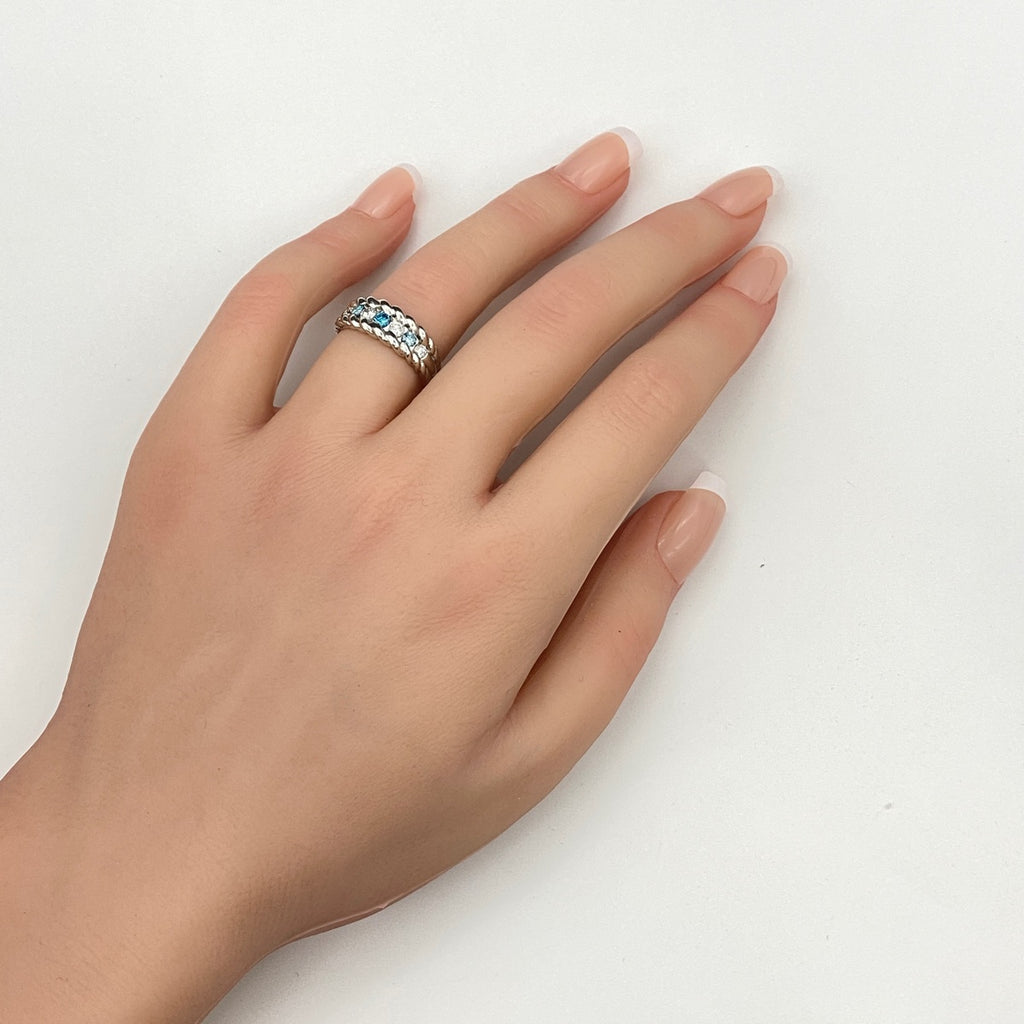 メレダイヤ デザインリング プラチナ 指輪 トリートメントダイヤ リング 9号 Pt900 ダイヤモンド レディース 【中古】nbjwl