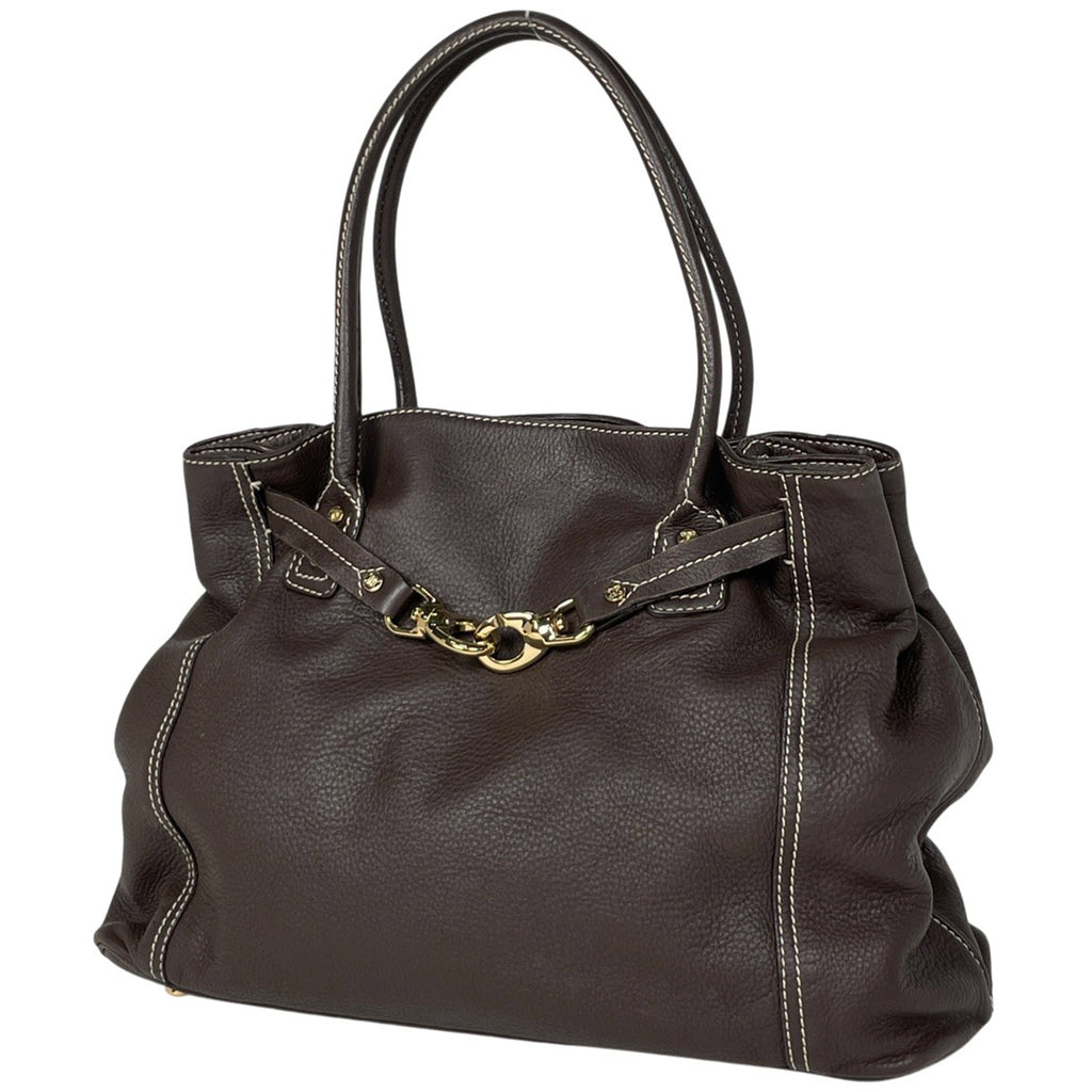 セリーヌ ロゴ トートバッグ ブラゾン ショルダーバッグ トートバッグ レザー ブラウン レディース 【中古】brbag