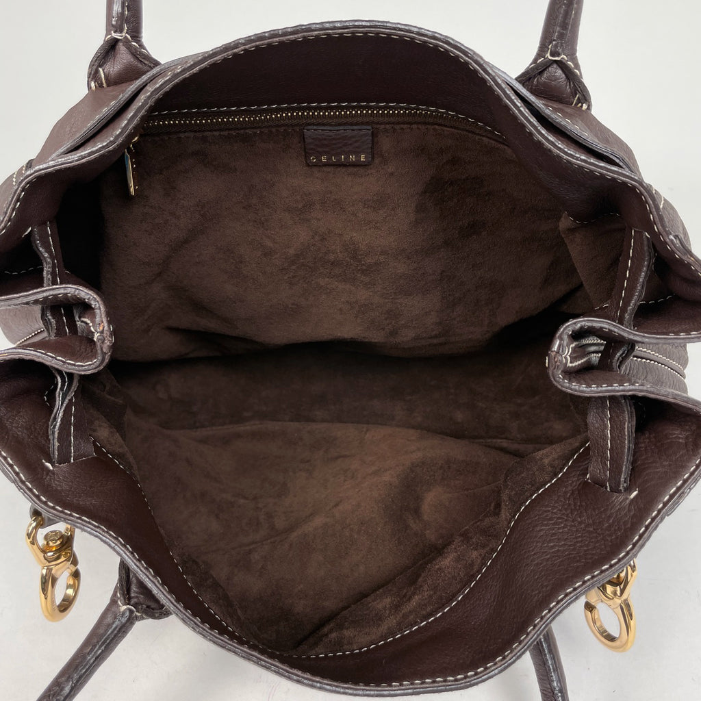 セリーヌ ロゴ トートバッグ ブラゾン ショルダーバッグ トートバッグ レザー ブラウン レディース 【中古】brbag