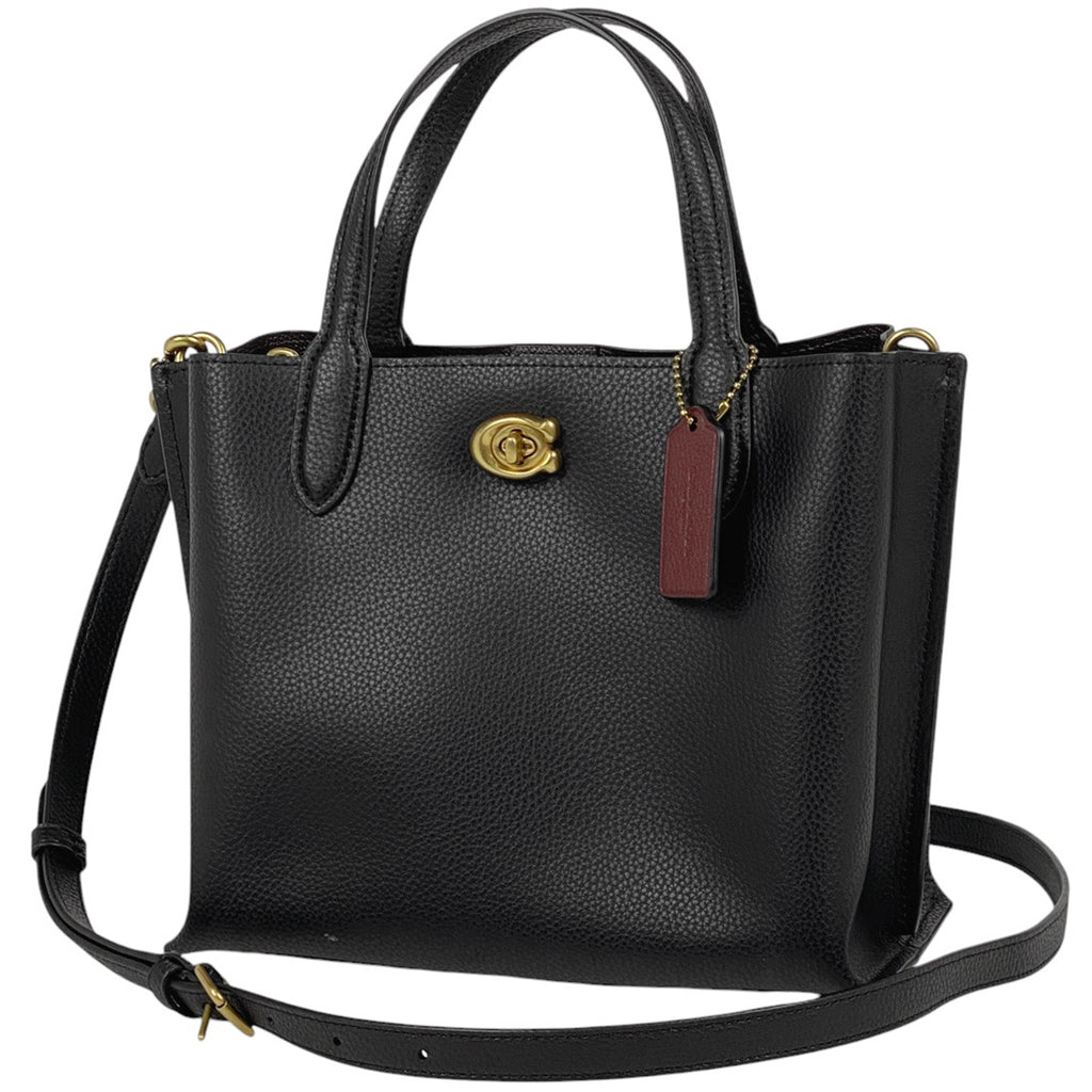 コーチ ウィロウ トートバッグ 24 2WAY ショルダーバッグ トートバッグ レザー ブラック レディース 【中古】brbag