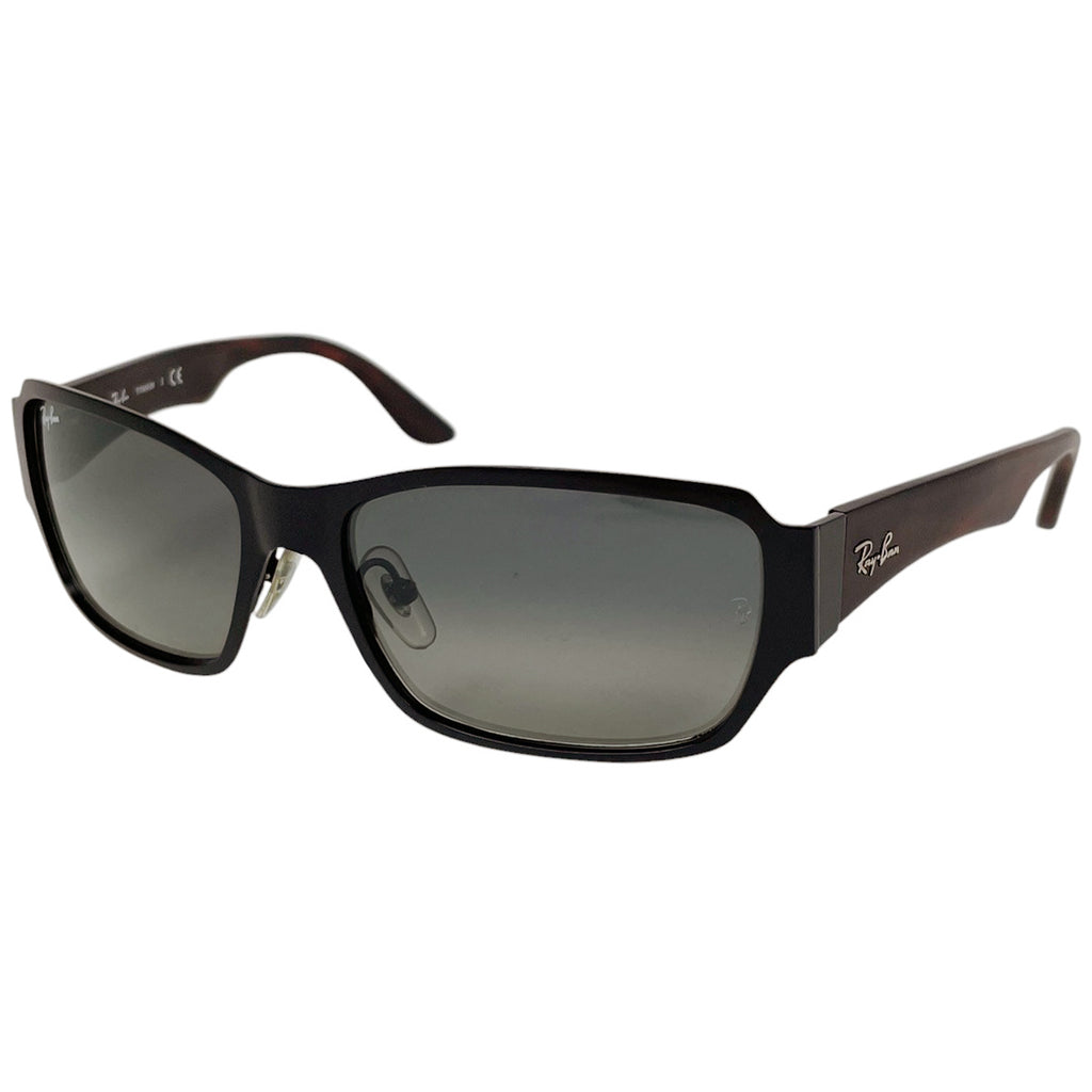 レイバン ロゴ サングラス グラデーション アイウェア サングラス メタル チタニウム ブラック ブラウン RB8049D メンズ 【中古】brbag