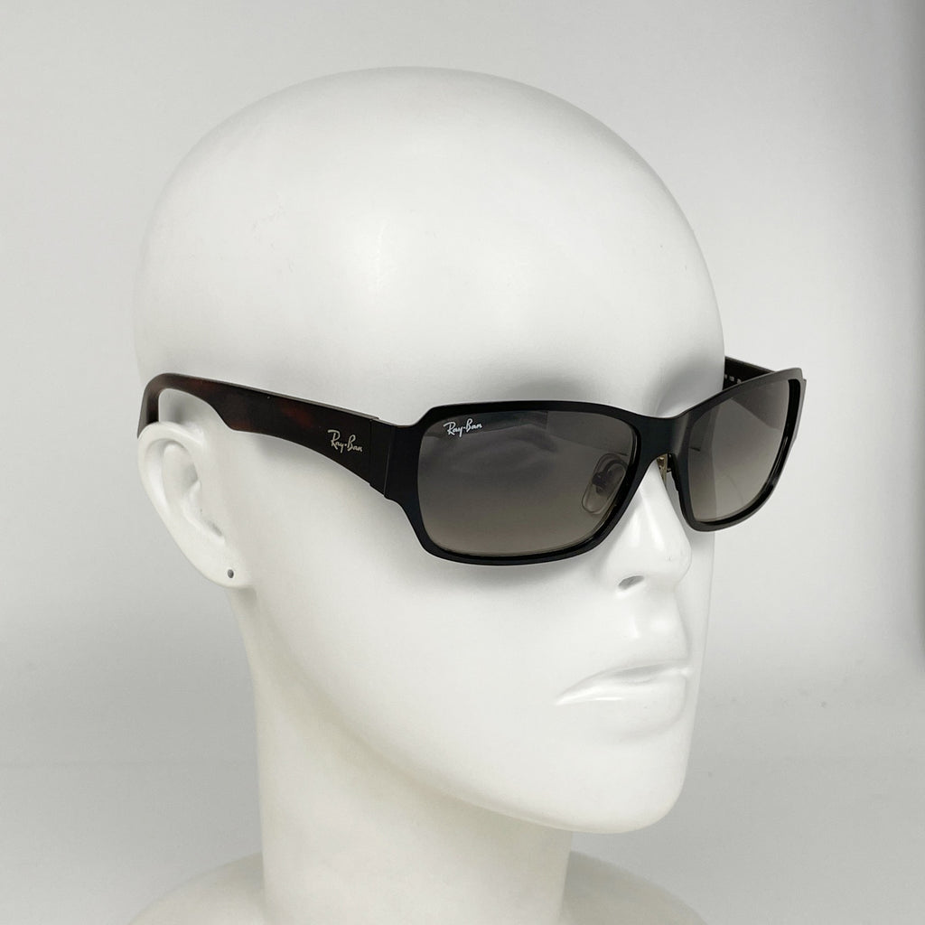 レイバン ロゴ サングラス グラデーション アイウェア サングラス メタル チタニウム ブラック ブラウン RB8049D メンズ 【中古】brbag
