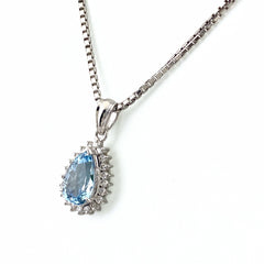 アクアマリン デザインネックレス プラチナ メレダイヤ ペンダント ネックレス Pt900 Pt850 アクアマリン レディース 【中古】nbjwl
