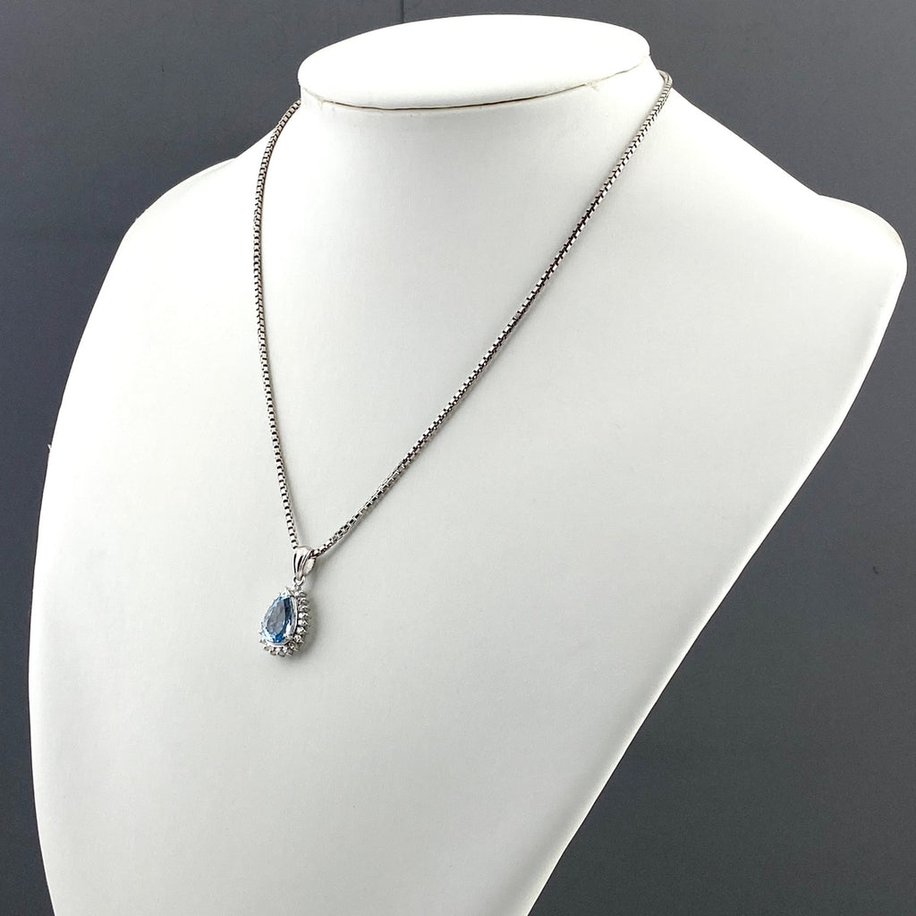 アクアマリン デザインネックレス プラチナ メレダイヤ ペンダント ネックレス Pt900 Pt850 アクアマリン レディース 【中古】nbjwl
