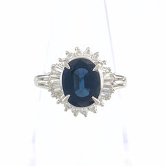 サファイア デザインリング プラチナ 指輪 メレダイヤ リング 12号 Pt850 サファイア ダイヤモンド レディース 【中古】nbjwl