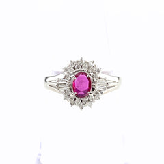 ルビー デザインリング プラチナ 指輪 メレダイヤ リング 11.5号 Pt900 ルビー ダイヤモンド レディース 【中古】nbjwl